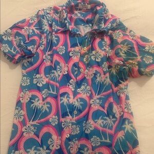 Frankie's Bikinis Blue and Pink Button Down Shirt